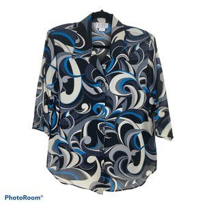 c.b. collections Black Blue Patterned Blouse 1X